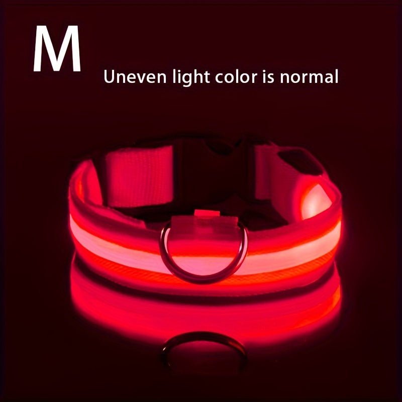 Collar LED de Seguridad Nocturna para Perros Pequeños y Medianos - Ajustable, Funciona con Batería, Brillo Intermitente, Mejora la Visibilidad y Seguridad en Paseos Nocturnos - SACASUSA