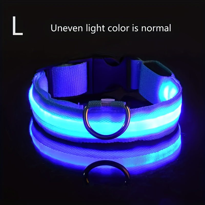 Collar LED de Seguridad Nocturna para Perros Pequeños y Medianos - Ajustable, Funciona con Batería, Brillo Intermitente, Mejora la Visibilidad y Seguridad en Paseos Nocturnos - SACASUSA