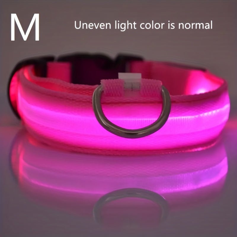 Collar LED de Seguridad Nocturna para Perros Pequeños y Medianos - Ajustable, Funciona con Batería, Brillo Intermitente, Mejora la Visibilidad y Seguridad en Paseos Nocturnos - SACASUSA