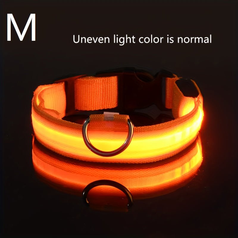 Collar LED de Seguridad Nocturna para Perros Pequeños y Medianos - Ajustable, Funciona con Batería, Brillo Intermitente, Mejora la Visibilidad y Seguridad en Paseos Nocturnos - SACASUSA