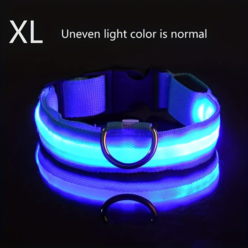 Collar LED de Seguridad Nocturna para Perros Pequeños y Medianos - Ajustable, Funciona con Batería, Brillo Intermitente, Mejora la Visibilidad y Seguridad en Paseos Nocturnos - SACASUSA