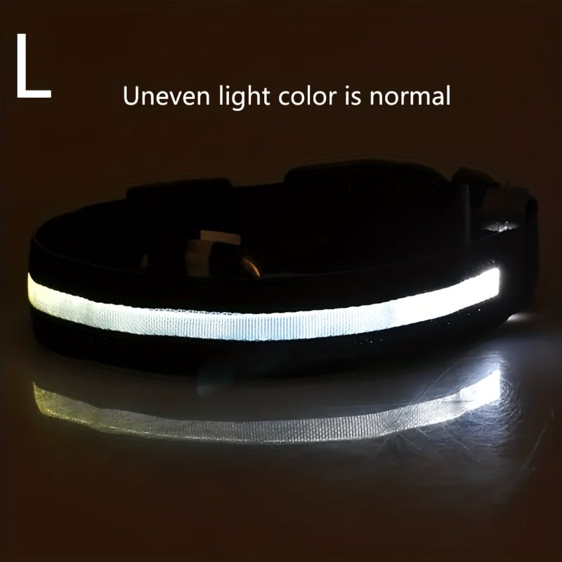 Collar LED de Seguridad Nocturna para Perros Pequeños y Medianos - Ajustable, Funciona con Batería, Brillo Intermitente, Mejora la Visibilidad y Seguridad en Paseos Nocturnos - SACASUSA