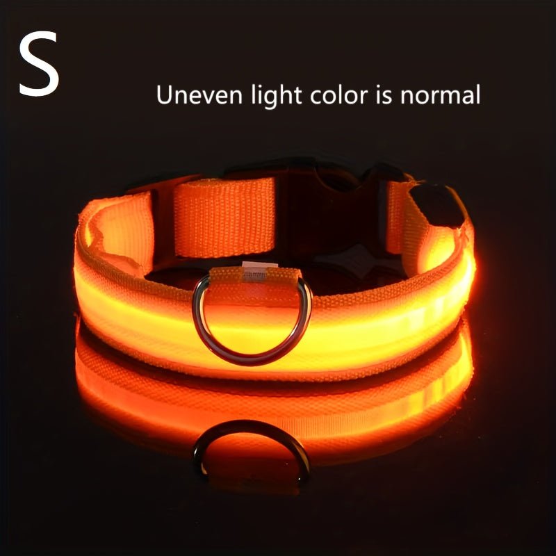 Collar LED de Seguridad Nocturna para Perros Pequeños y Medianos - Ajustable, Funciona con Batería, Brillo Intermitente, Mejora la Visibilidad y Seguridad en Paseos Nocturnos - SACASUSA