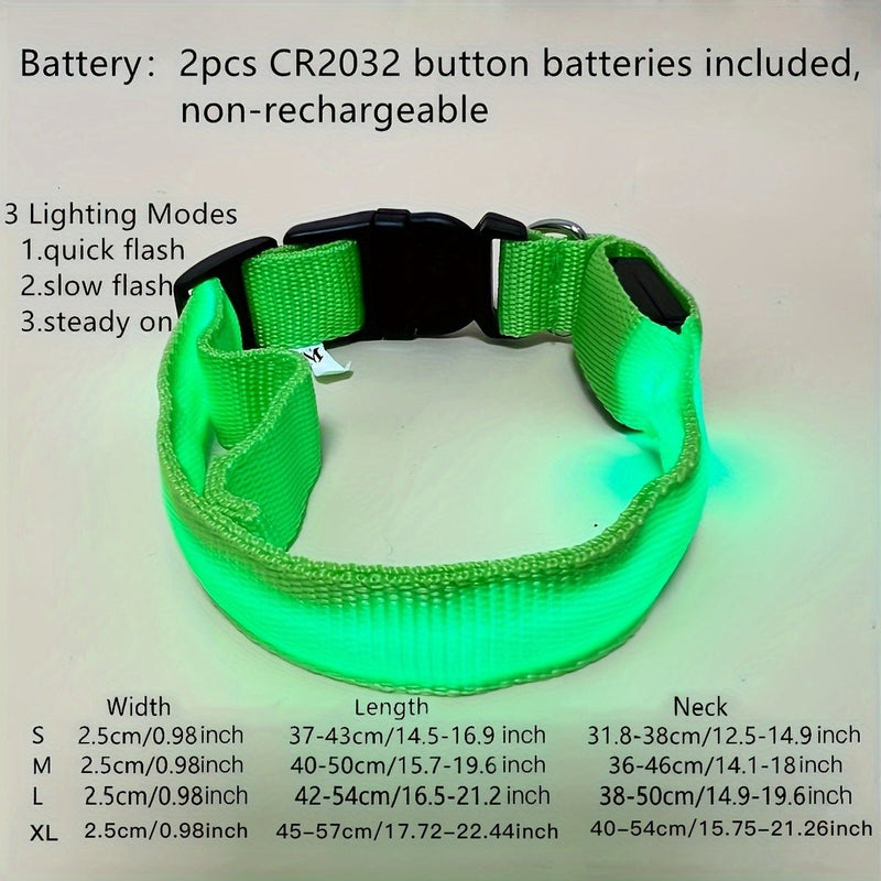 Collar LED Para Perros Y Gatos, Collar Con Luz Para Caminar Al Aire Libre Por La Noche - SACASUSA