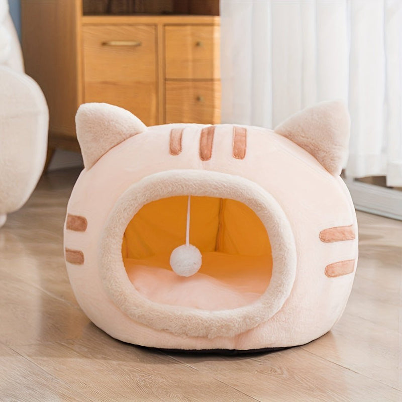 Cómoda y Divertida Cama para Gatos en Forma de Gato: Duradera, Antideslizante, Confortable en Todas las Estaciones con Diseño Semi-Cerrado de Privacidad - SACASUSA