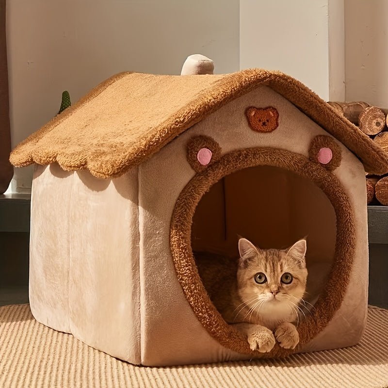 Cómoda y Elegante Cama para Mascotas: Nido Cálido de Invierno de Poliéster Suave para Gatos y Cachorros - Diseño Extraíble y Lavable Fácil de Limpiar - SACASUSA