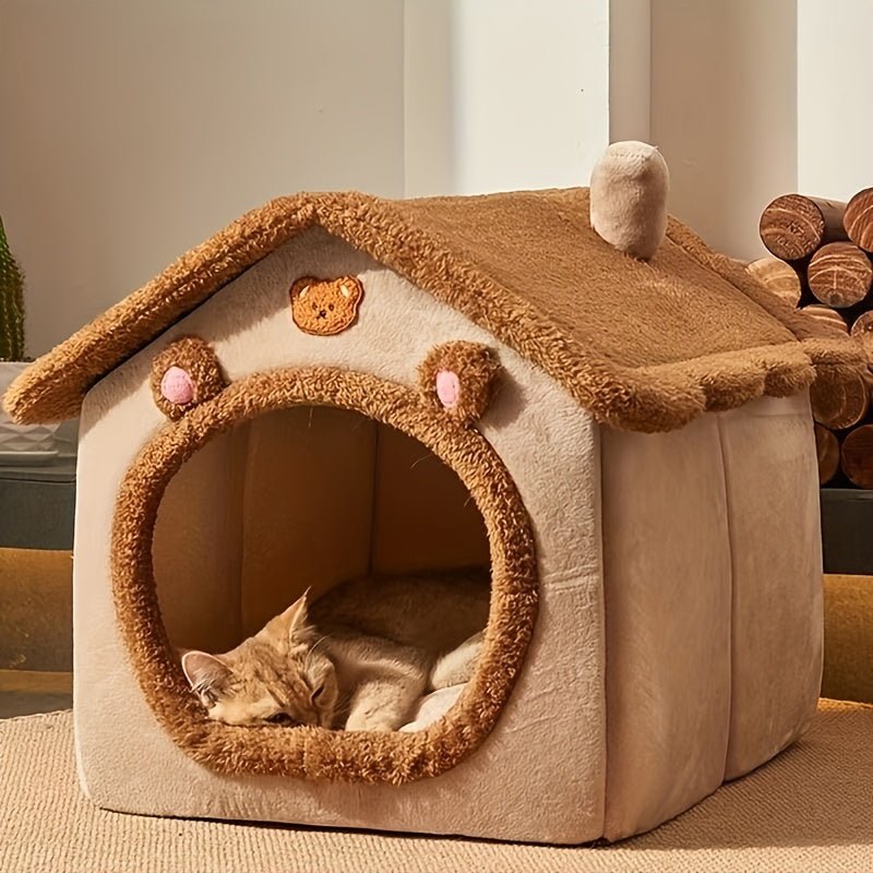 Cómoda y Elegante Cama para Mascotas: Nido Cálido de Invierno de Poliéster Suave para Gatos y Cachorros - Diseño Extraíble y Lavable Fácil de Limpiar - SACASUSA