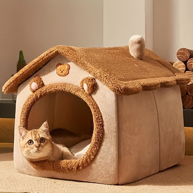 Cómoda y Elegante Cama para Mascotas: Nido Cálido de Invierno de Poliéster Suave para Gatos y Cachorros - Diseño Extraíble y Lavable Fácil de Limpiar - SACASUSA