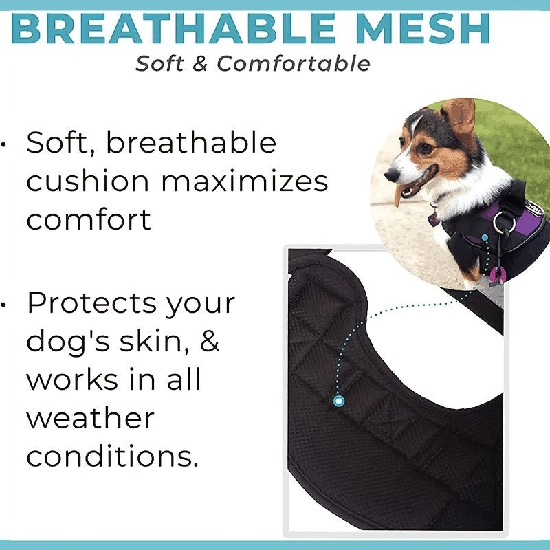 Cómoda y Segura Arnes para Perros No-Tira - Transpirable, Reflexivo para Paseos Nocturnos Seguros, Lavable en Máquina y Ajustable con Asa de Control Práctica - SACASUSA