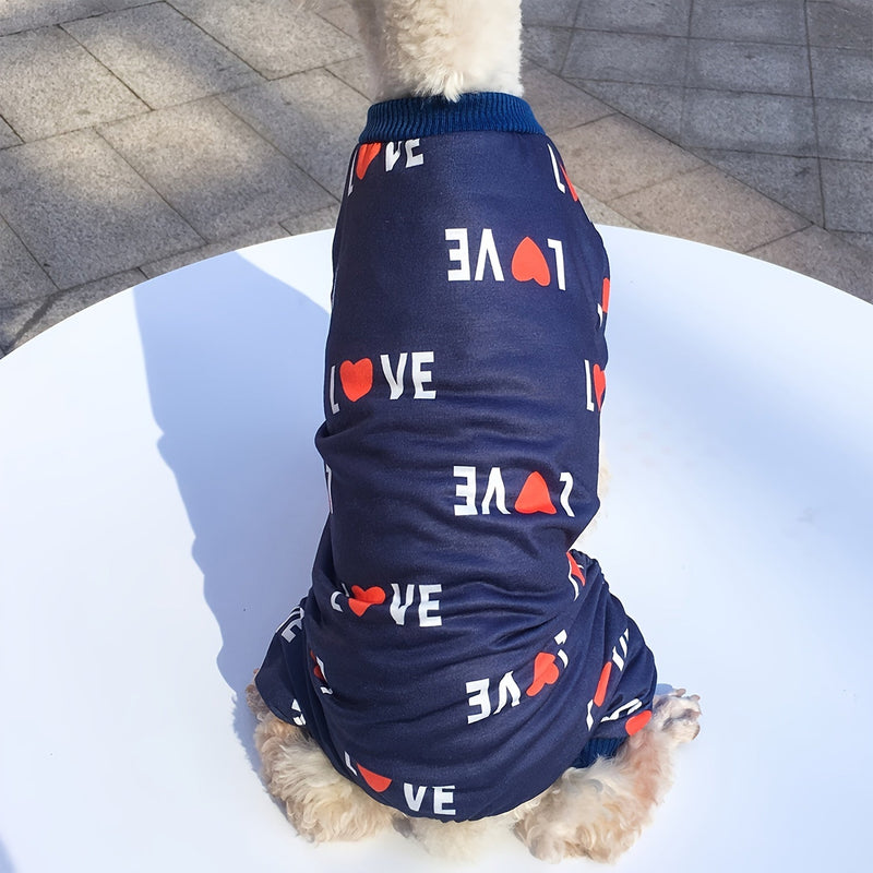 Cómodo y Lindo: Pijama Estampado de Amor para Perros Pequeños, Mono Duradero de Poliéster No-tejido, Adorable y Fácil de Usar - SACASUSA