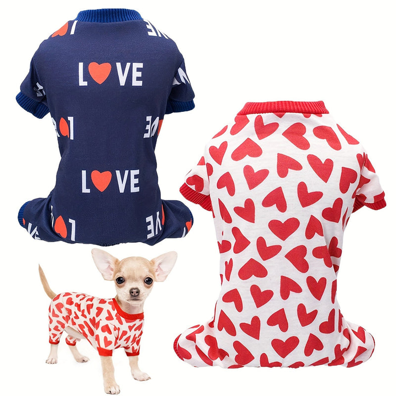 Cómodo y Lindo: Pijama Estampado de Amor para Perros Pequeños, Mono Duradero de Poliéster No-tejido, Adorable y Fácil de Usar - SACASUSA