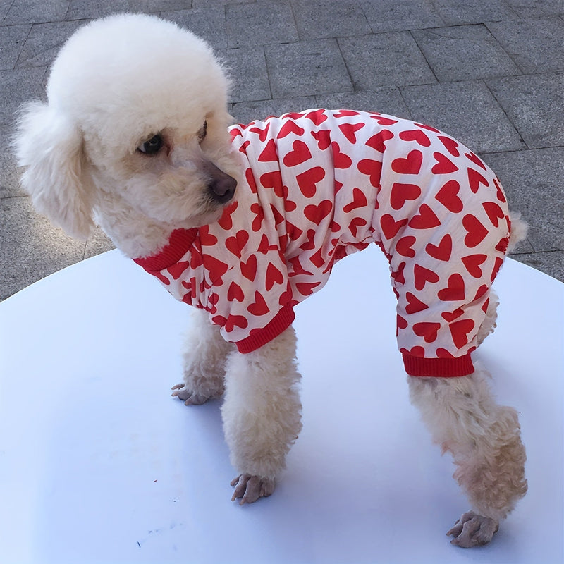 Cómodo y Lindo: Pijama Estampado de Amor para Perros Pequeños, Mono Duradero de Poliéster No-tejido, Adorable y Fácil de Usar - SACASUSA