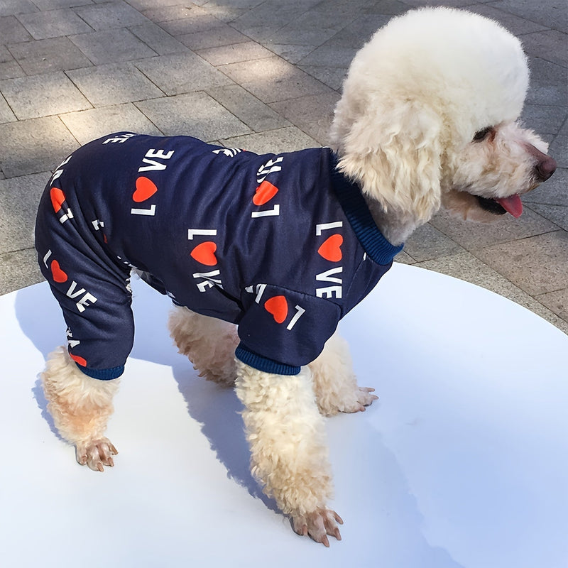 Cómodo y Lindo: Pijama Estampado de Amor para Perros Pequeños, Mono Duradero de Poliéster No-tejido, Adorable y Fácil de Usar - SACASUSA