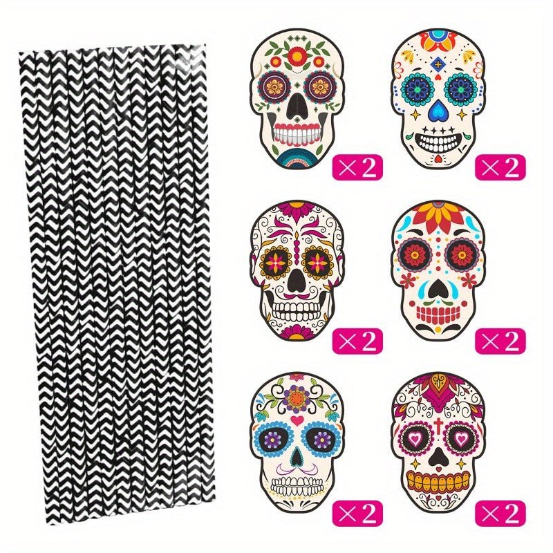 Conjunto De 12 Piezas De Suministros Para Fiestas - Decoraciones Para Fiestas De Cinco De Mayo Y Mexicanas - Toppers Para Cupcakes De Fiesta Mini Sombrero, Calavera - SACASUSA