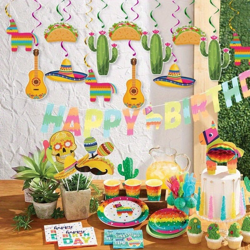 Conjunto De 20 Piezas De Decoraciones Colgantes Para Fiesta Mexicana, Suministros Para Fiesta Mexicana Del Cinco De Mayo, Tema De Cumpleaños Taco Twosday - SACASUSA