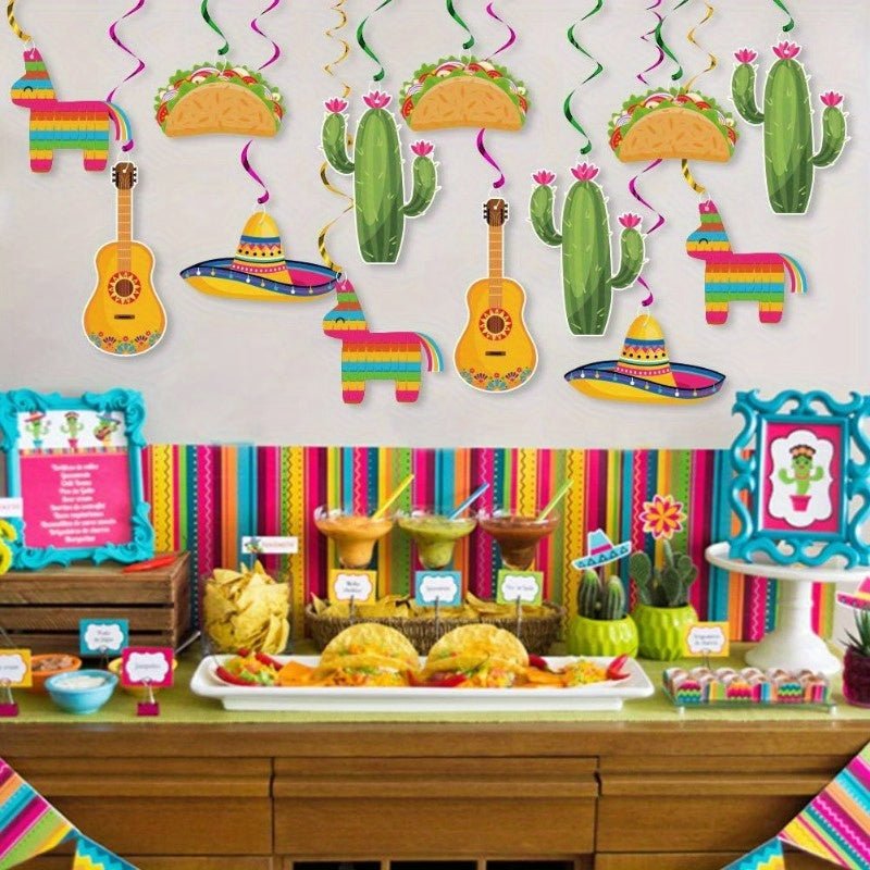 Conjunto De 20 Piezas De Decoraciones Colgantes Para Fiesta Mexicana, Suministros Para Fiesta Mexicana Del Cinco De Mayo, Tema De Cumpleaños Taco Twosday - SACASUSA