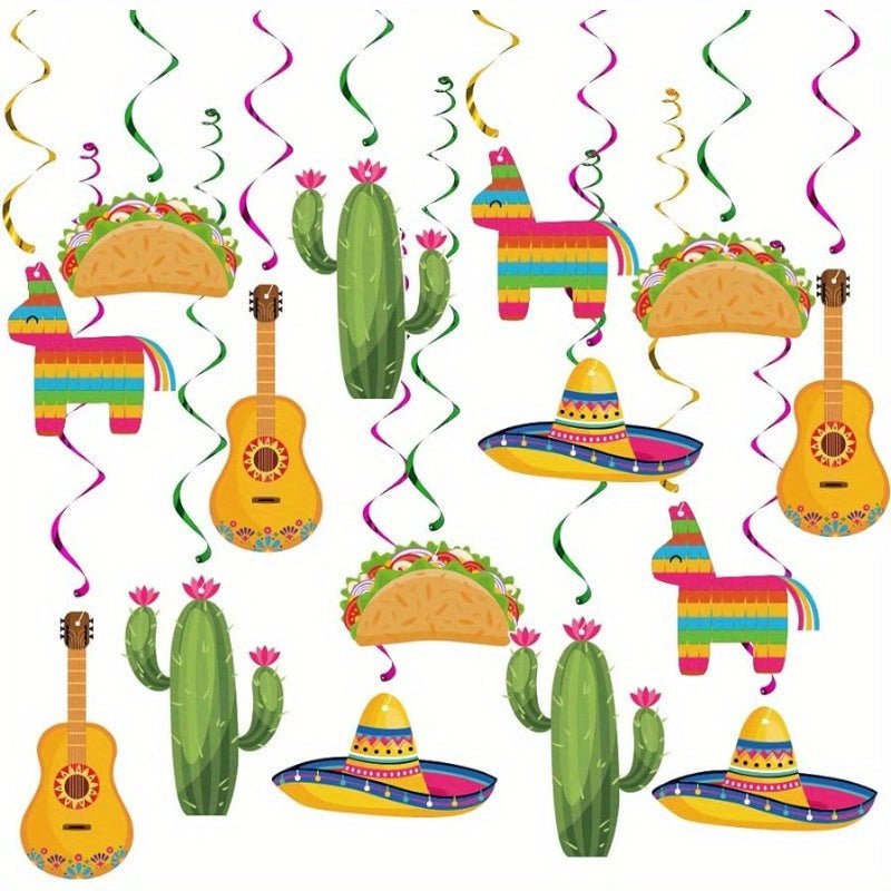 Conjunto De 20 Piezas De Decoraciones Colgantes Para Fiesta Mexicana, Suministros Para Fiesta Mexicana Del Cinco De Mayo, Tema De Cumpleaños Taco Twosday - SACASUSA