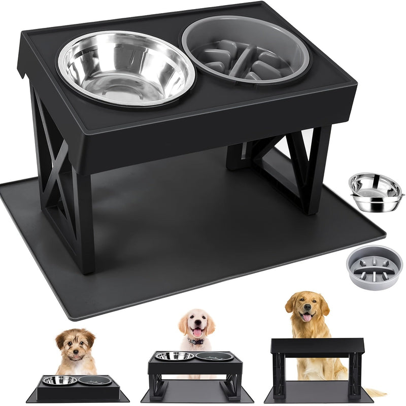 Cuencos Elevados Para Perros, Soporte Elevado Para Cuencos Para Perros Con Cuenco De Acero Inoxidable Para Comida Y Agua, Juego De Cuencos Para Alimentar Rompecabezas, Cuencos De Alimentación Cómodos Para Mascotas Con Soporte De Hierro - SACASUSA