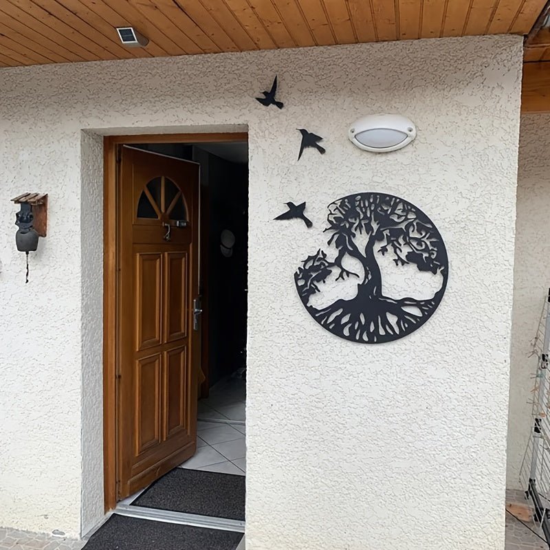 Decoración impresionante y duradera para la habitación - Una pieza de arte de pared de metal con Árbol de la Vida y tres pájaros. ¡Añade tranquilidad y vibraciones positivas a tu hogar! - SACASUSA