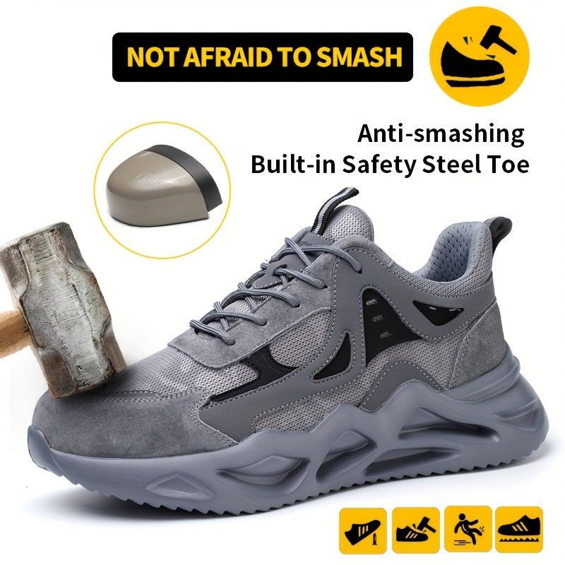 DingGu Zapatos Seguridad de Alto Confort para Hombres: Uso Todo el Año, Liviano, Antideslizante, con Protección de Punta de Acero, Anti-Aplastamiento, Tejido Transpirable & Desodorante! - SACASUSA