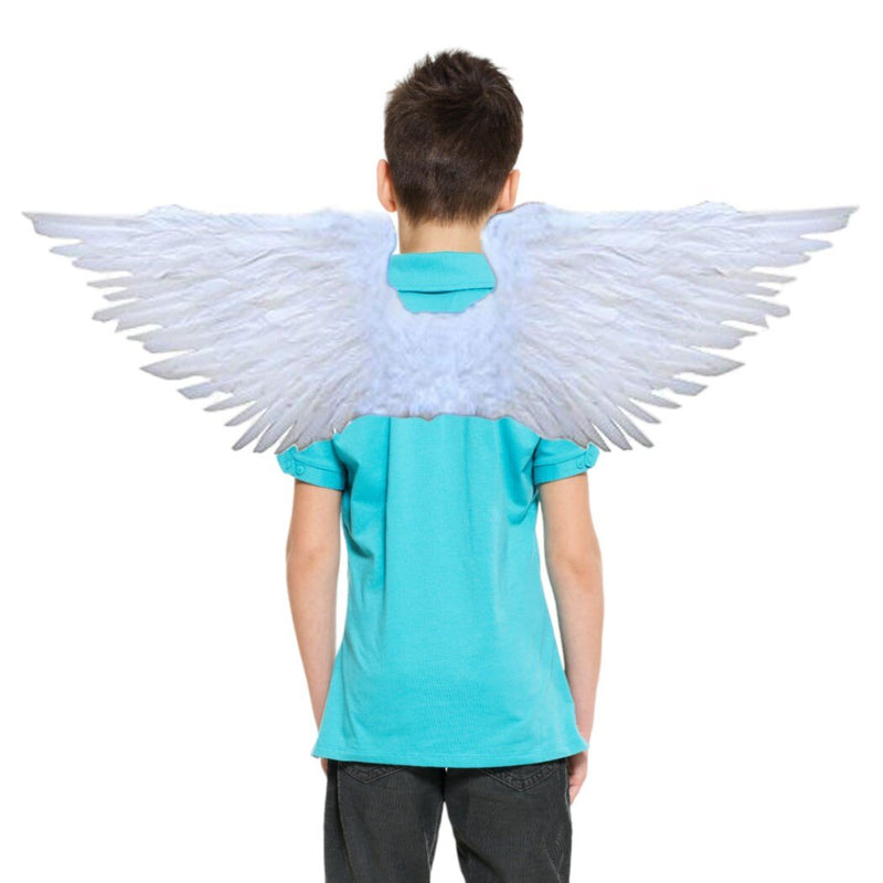 Disfraz de Halloween de plumas grandes Alas de ángel Halo libre en blanco o negro Hombres Mujeres Tamaño adulto L Disfraz de Halloween Cosplay Alas de hadas