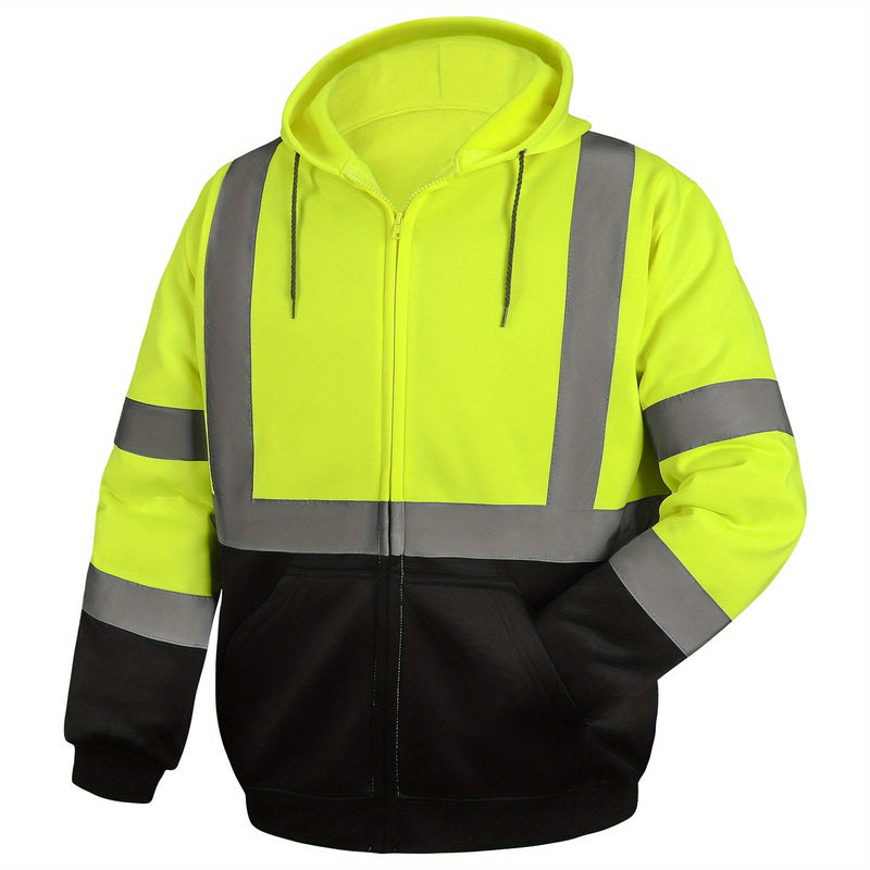 DP Safety Sudadera Con Capucha Reflectante Fondo Negro Sudadera Con Cremallera De Seguridad De Alta Visibilidad Cumple Con Los Estándares ANSI/ISEA Amarillo Fluorescente Para Hombres Y Mujeres Naranja - SACASUSA