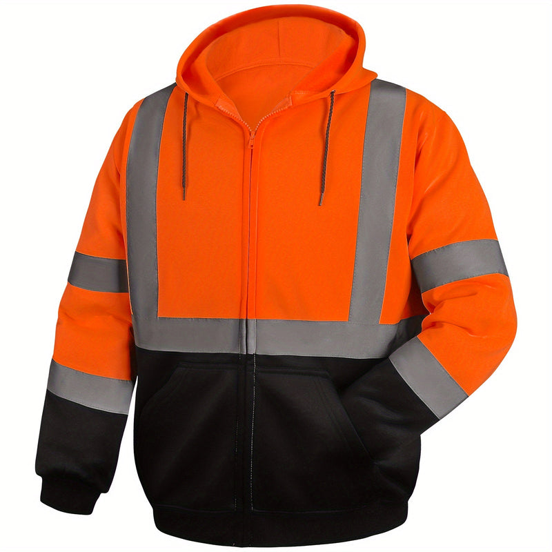 DP Safety Sudadera Con Capucha Reflectante Fondo Negro Sudadera Con Cremallera De Seguridad De Alta Visibilidad Cumple Con Los Estándares ANSI/ISEA Amarillo Fluorescente Para Hombres Y Mujeres Naranja - SACASUSA