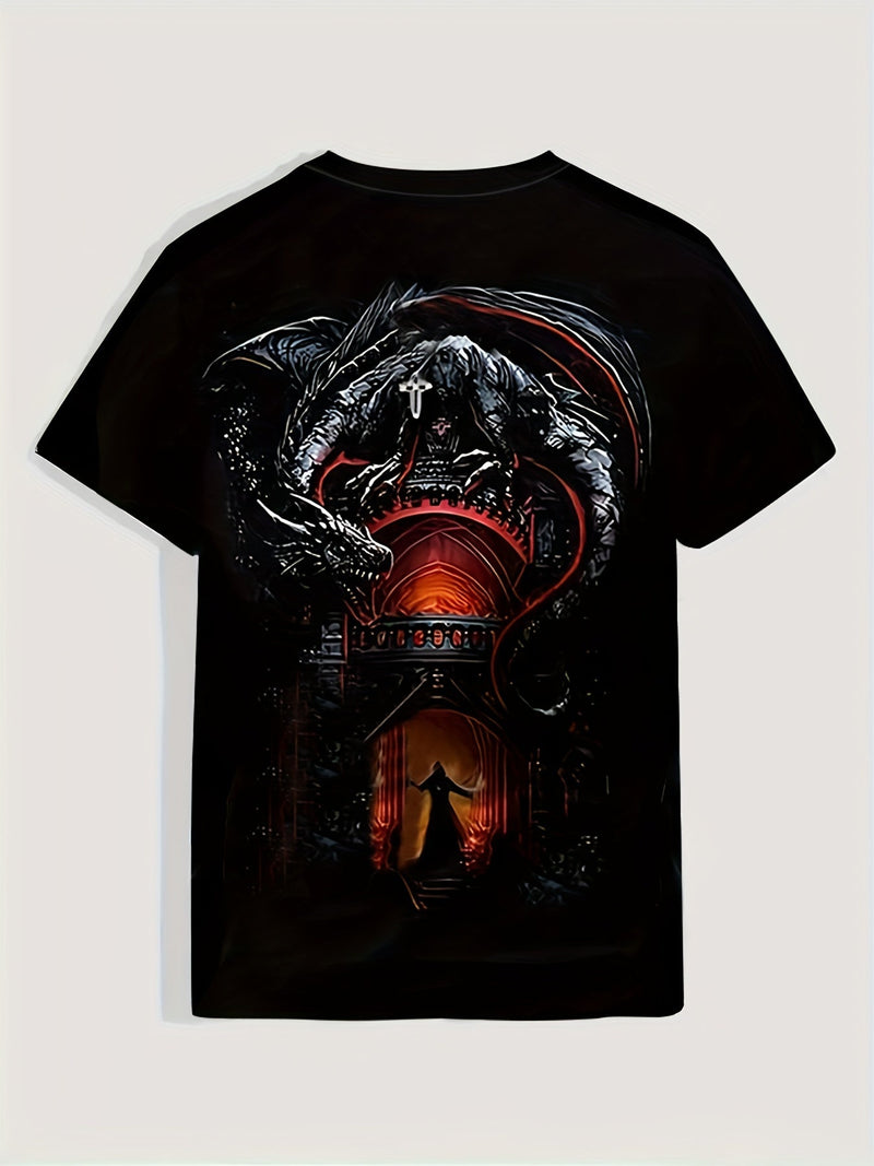 Dragon 3D Digital Pattern Print Camisetas Gráficas, Camisetas Causales, Mangas Cortas Cómodas Camisetas Sin Mangas, Ropa De Verano Para Hombres, Pijamas Novedosos Para Hombres - SACASUSA