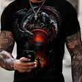 Dragon 3D Digital Pattern Print Camisetas Gráficas, Camisetas Causales, Mangas Cortas Cómodas Camisetas Sin Mangas, Ropa De Verano Para Hombres, Pijamas Novedosos Para Hombres - SACASUSA