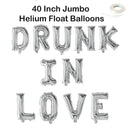 DRUNK IN LOVE 40" Jumbo Balloon Banner | Rose Gold, Rose Silver, Black | Engagement Bridal Shower Decorations, Bachelorette Party Photo Backdrop