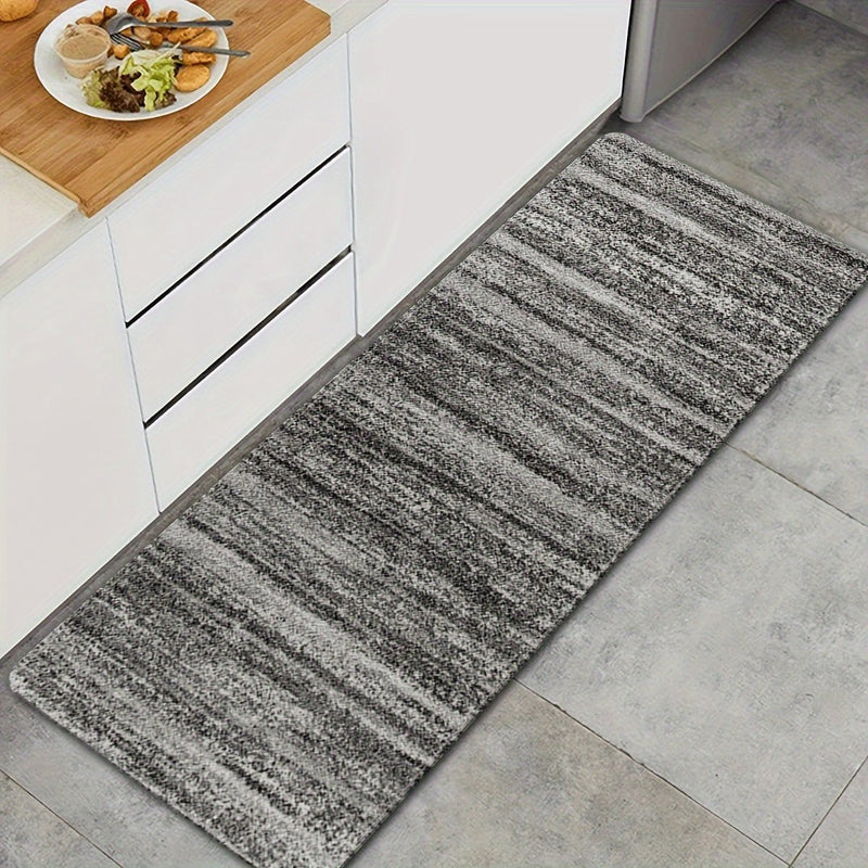 Elegante alfombra pasillera en gris: Antideslizante, versátil para pasillos, cocina, lavandería - Duradera, 100% poliéster con diseño desgastado - SACASUSA