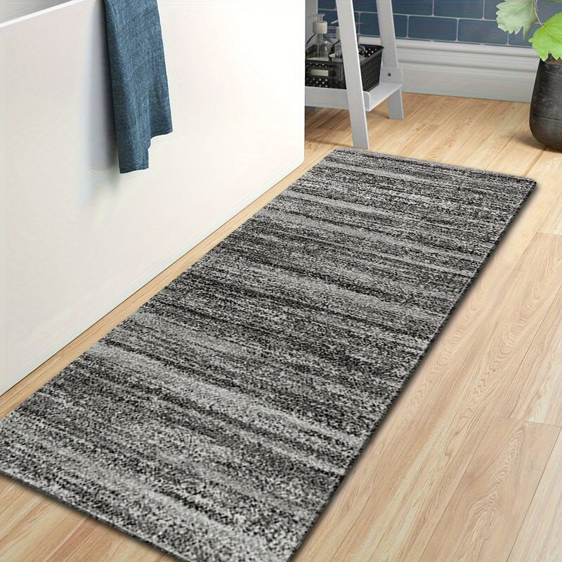 Elegante alfombra pasillera en gris: Antideslizante, versátil para pasillos, cocina, lavandería - Duradera, 100% poliéster con diseño desgastado - SACASUSA