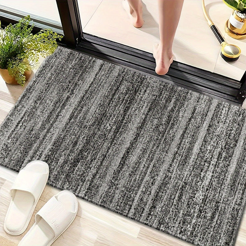 Elegante alfombra pasillera en gris: Antideslizante, versátil para pasillos, cocina, lavandería - Duradera, 100% poliéster con diseño desgastado - SACASUSA