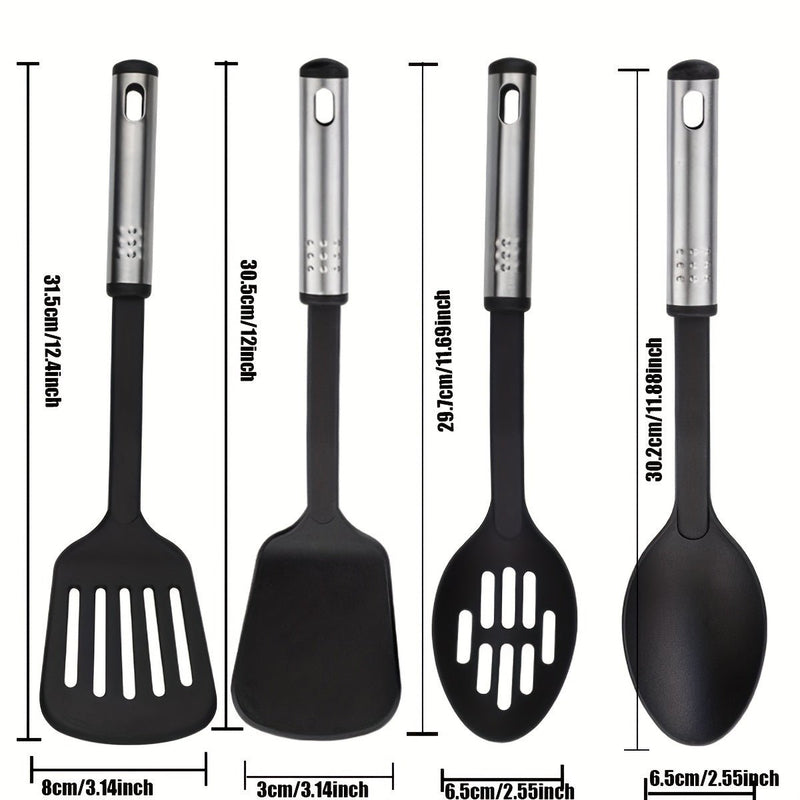 Elegante Juego de Utensilios de Cocina de 25 Piezas en Acero Inoxidable y Silicona - Duradero, Seguro para Utensilios de Cocina Antiadherentes y Fácil de Limpiar - Añade Elegancia a Cualquier Cocina - SACASUSA