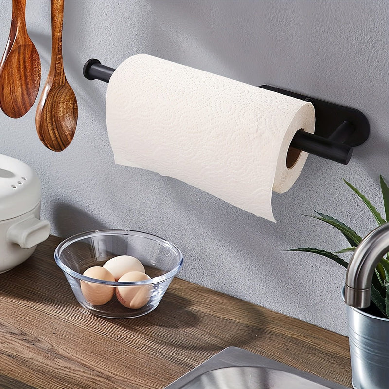 Elegante y Duradero Soporte de Toalla de Papel de Acero Inoxidable Montado en la Pared, Autoadhesivo con Almacenamiento Extra - Indispensable en la Cocina y el Baño - SACASUSA