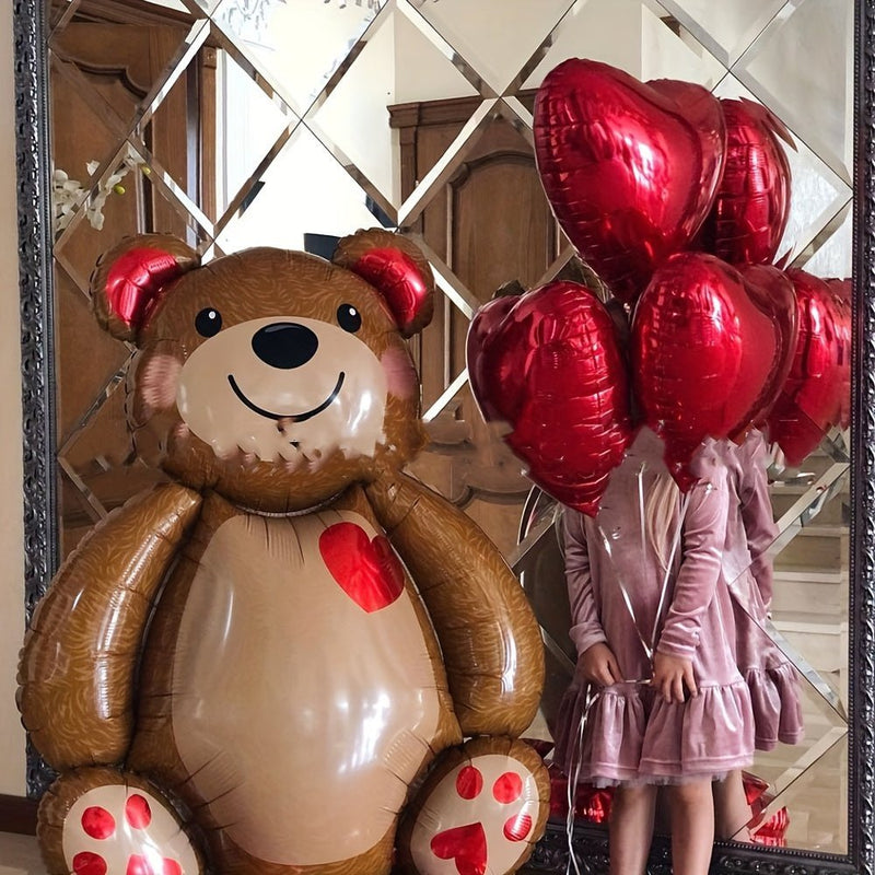 Encantadora Globo de Foil con Diseño de Oso de Amor de Dibujos Animados - Hecha con Aluminio Duradero, Perfecta para Todas las Celebraciones, incluyendo Compromisos, Bodas, Día de San Valentín - No se Necesita Electricidad, Para Mayores de 14 años - SACASUSA