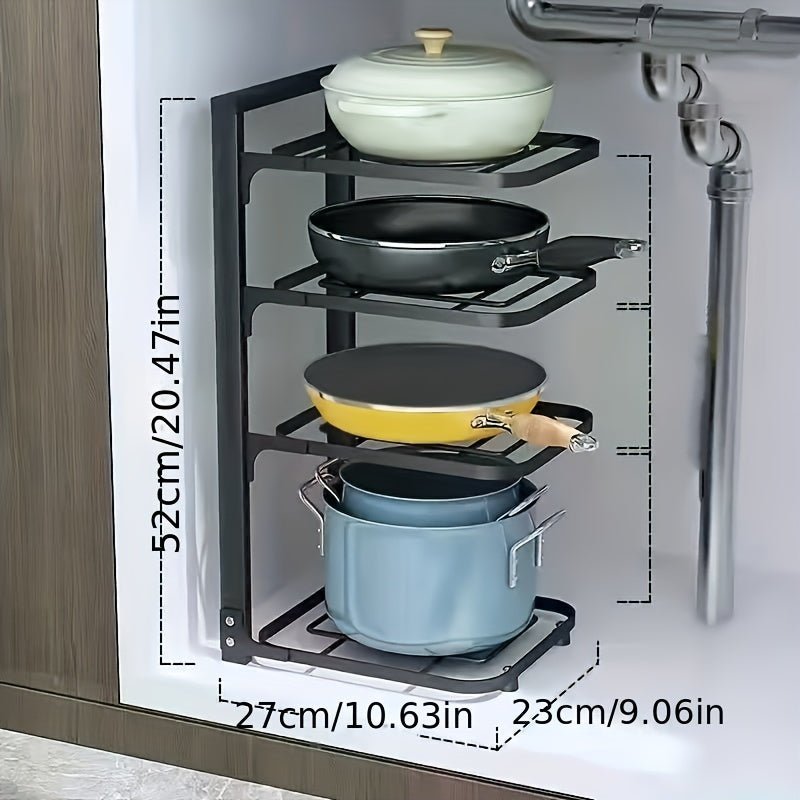 Estante de Ollas de Acero Inoxidable Bajo el Fregadero: Duradero, Fácil de Instalar, Estante de Capas Múltiples - Maximiza el Espacio de Tu Cocina y Simplifica las Tareas - SACASUSA