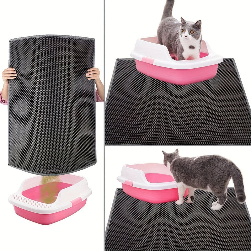 Estera De Captura De Arena Para Gatos De Doble Capa Hecha De Material EVA, Alfombrilla De Limpieza Lavable Antideslizante Para Caja De Arena Y Inodoro Para Gatos - SACASUSA