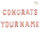 FELICIDADES - Banner de globo Jumbo de 40" con NOMBRE PERSONALIZADO Globos de letras Plata, Oro, Oro rosa, Negro, Rosa, Azul Decoraciones de fiesta Helio - SACASUSA