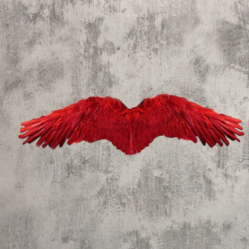 Fiesta de disfraces de Halloween de plumas rojas grandes hechas a mano Alas de ángel con halo para mujeres y hombres adultos - SACASUSA