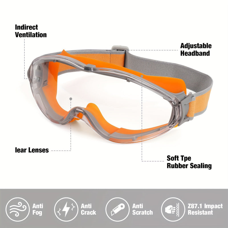 Gafas de Seguridad de Grado Industrial - Unisex, Cómodas de Silicona, Lente Anti-Vaho Transparente, Ideal para Trabajos de Laboratorio - SACASUSA