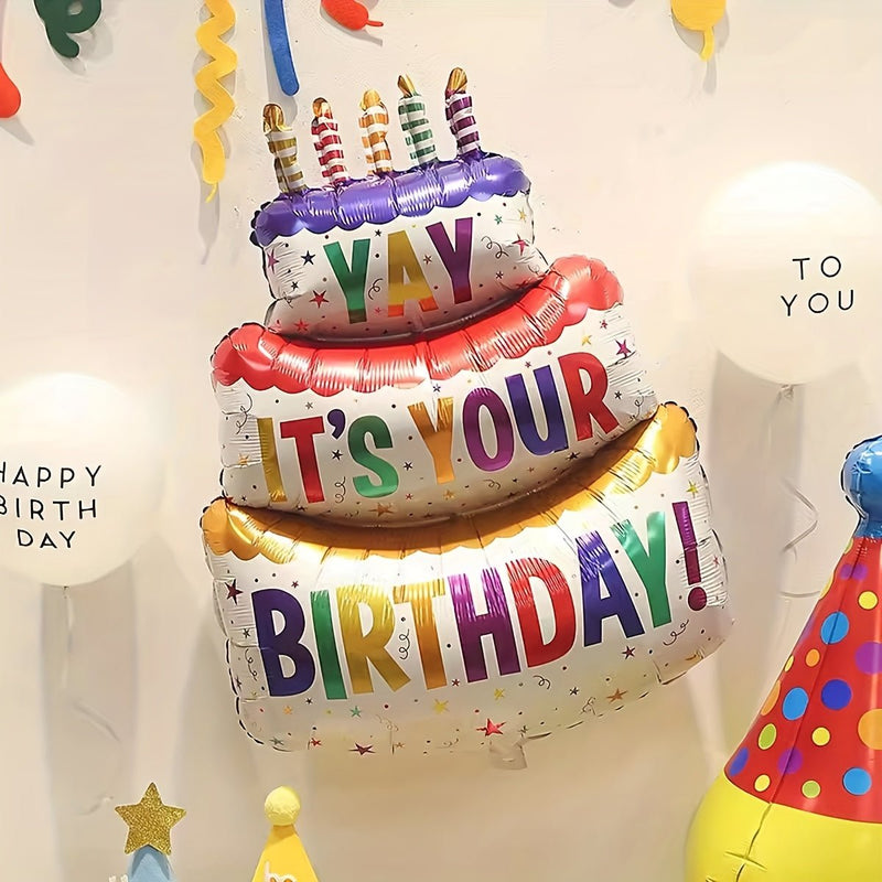 "Globo de pastel de cumpleaños de Mylar inflable grande de 41"" - Decoración deslumbrante para fiestas, bodas, baby showers y eventos tropicales en la playa - Sin electricidad necesaria - Para mayores de 14 años" - SACASUSA