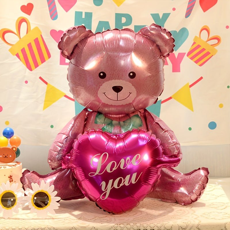 Globo Duradero y Lindo de Oso Sentado, Película de Aluminio - Decoración Perfecta para Despedida de Soltera, Compromiso, Día de San Valentín, Boda (Edad 14+) - SACASUSA