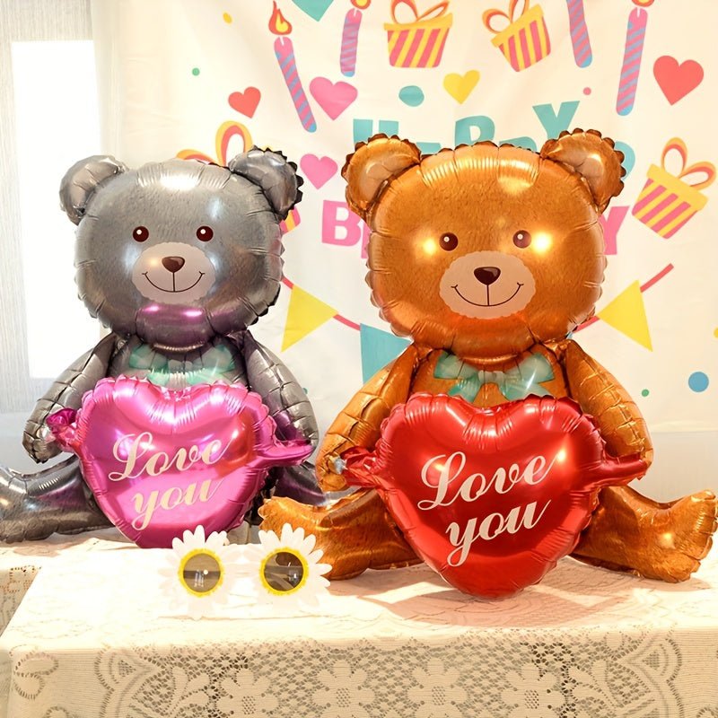 Globo Duradero y Lindo de Oso Sentado, Película de Aluminio - Decoración Perfecta para Despedida de Soltera, Compromiso, Día de San Valentín, Boda (Edad 14+) - SACASUSA