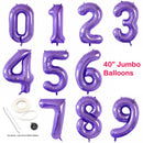 Globo numérico de 40 "0/1/2/3/4/5/6/7/8/9 Globo de aluminio Decoración de fiesta de cumpleaños Oro Plata Azul Rosa Rojo Negro Rosa Oro Verde Púrpura Arco iris - SACASUSA