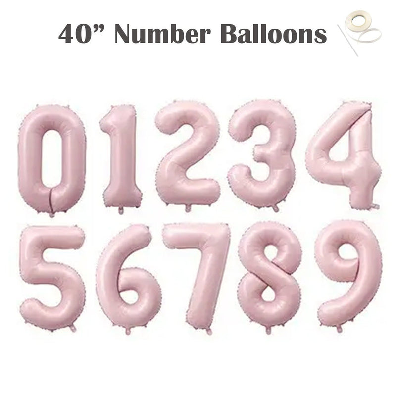 Globos con números de Mylar de aluminio rosa crema gigante de 40 pulgadas para niño y niña 1 2 3 4 5 6 7 8 9 0 Decoraciones para fiesta de cumpleaños Baby Shower Revelación de género - SACASUSA