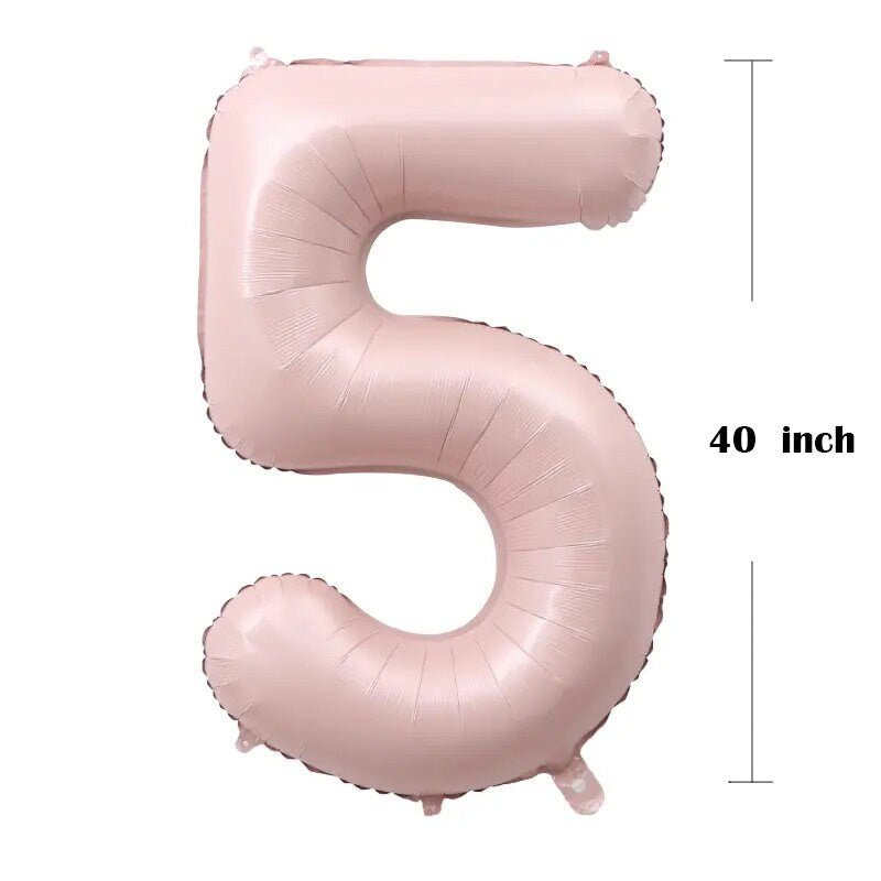 Globos con números de Mylar de aluminio rosa crema gigante de 40 pulgadas para niño y niña 1 2 3 4 5 6 7 8 9 0 Decoraciones para fiesta de cumpleaños Baby Shower Revelación de género - SACASUSA