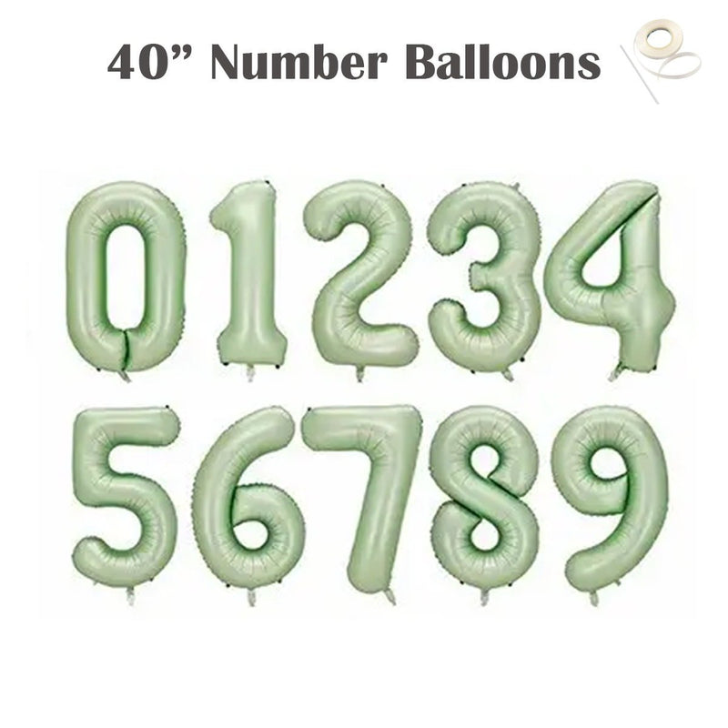 Globos con números de Mylar de aluminio verde crema gigante de 40 pulgadas para niño y niña 1 2 3 4 5 6 7 8 9 0 Decoraciones para fiesta de cumpleaños Baby Shower Revelación de género - SACASUSA