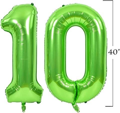 Globos con números de Mylar de aluminio verde gigante de 40 pulgadas para niño y niña, 1, 2, 3, 4, 5, 6, 7, 8, 9, 0, decoraciones para fiesta de cumpleaños, suministros para fiesta de aniversario de años - SACASUSA