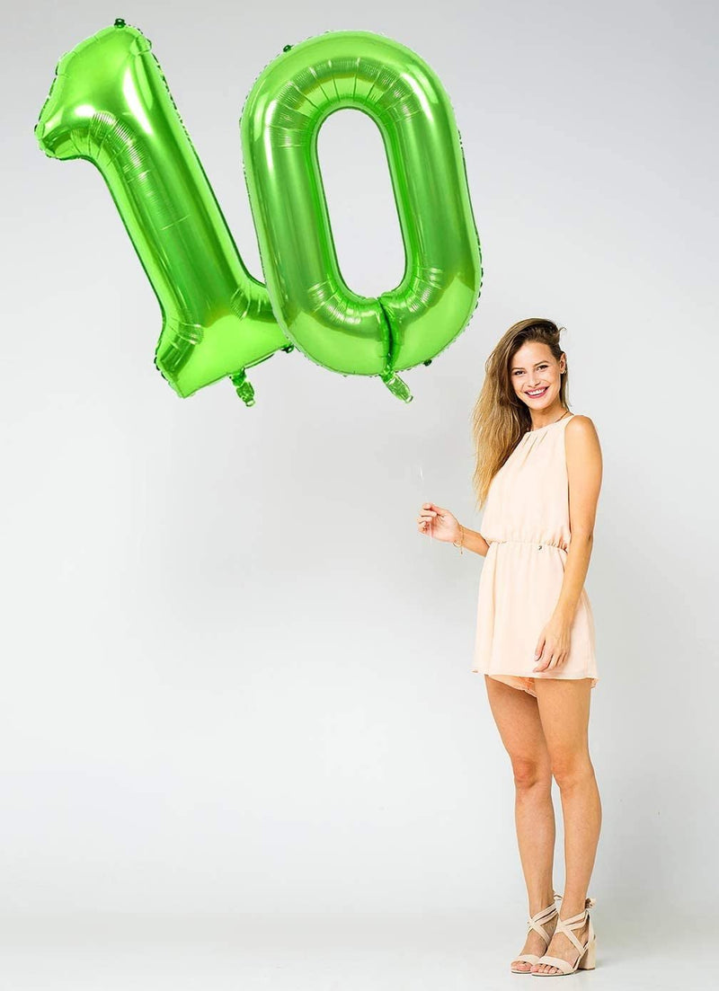 Globos con números de Mylar de aluminio verde gigante de 40 pulgadas para niño y niña, 1, 2, 3, 4, 5, 6, 7, 8, 9, 0, decoraciones para fiesta de cumpleaños, suministros para fiesta de aniversario de años - SACASUSA